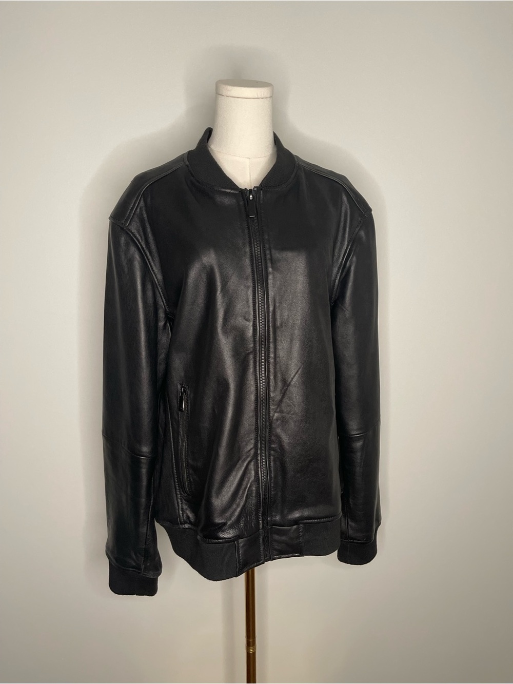 ZARA Men Real Leather Bomber Jacket Biker Moto Unisex Repair